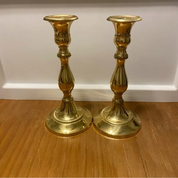 Andrea by Sadek Brass Candlesticks a Pair - Picture 6 of 15